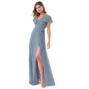 LIKE NEW Azazie Jael Dusty Blue Dress - Size A4
